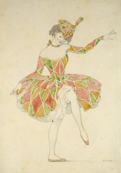 Progetto per il costume di Anna Pavlova come Colombina in 